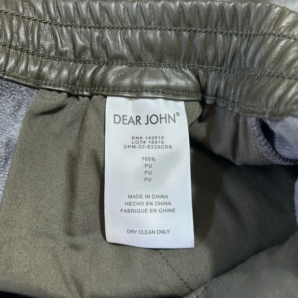Dear John Olive Green Faux Leather Jogger‎ Pants Women’s Size M Pull On